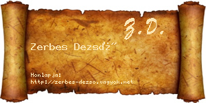 Zerbes Dezső névjegykártya